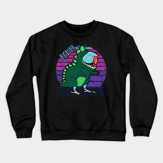 Vaporwave Blue Indian Ringneck Dinosaur Crewneck Sweatshirt by FandomizedRose